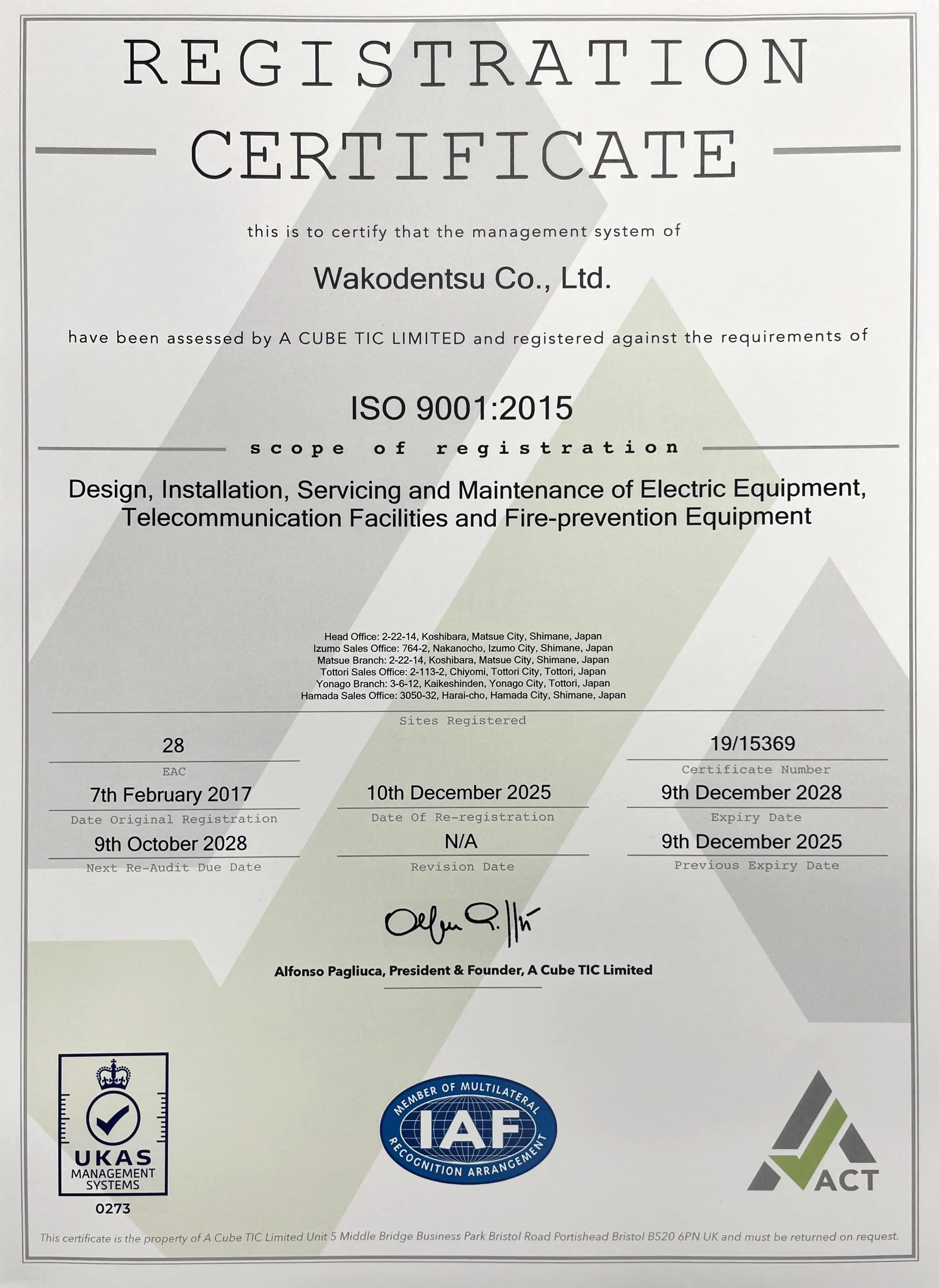 REGISTRATION CERTIFICATE